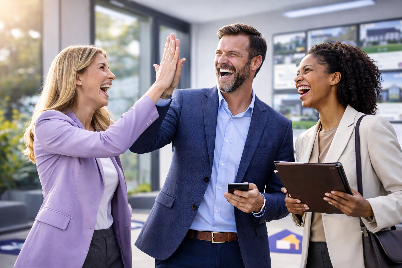 Happy real estate team because their listings are on Google