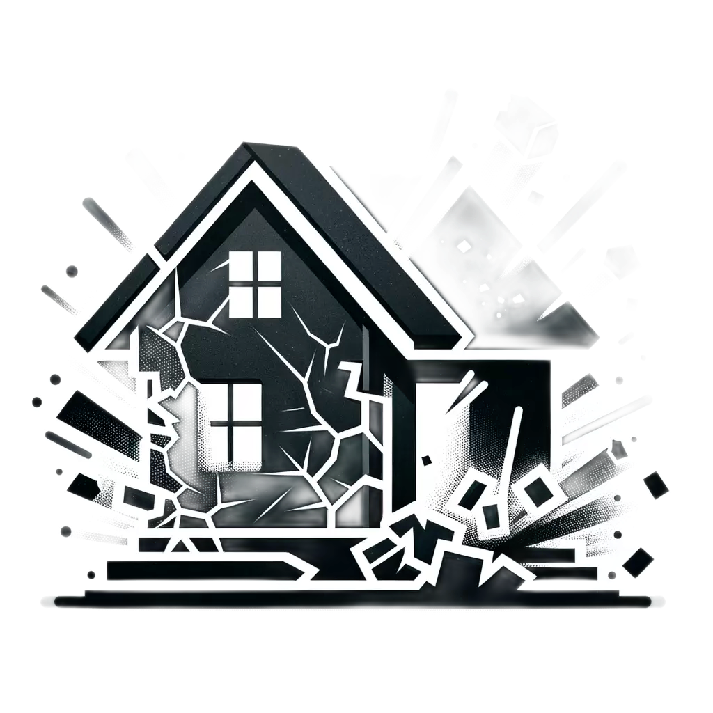 crumbling house icon